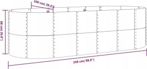 vidaXL Podwyższona donica, malowana proszkowo stal 249x100x68 cm, brąz 6