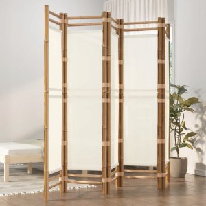 vidaXL Składany parawan 5-panelowy, 200 cm, bambus i płótno 2