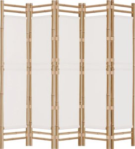 vidaXL Składany parawan 5-panelowy, 200 cm, bambus i płótno 5