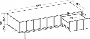 Selsey Szafka RTV Neksto z trzema szufladami 170 cm Dąb olejowany 8
