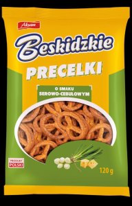 Beskidzkie Aksam Beskidzkie Precelki o smaku serowo-cebulowym 120g 1