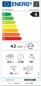 Pralka LG LG | Washing machine | F2WR508SWW | Energy efficiency class A-10% | Front loading | Washing capacity 8 kg | 1200 RPM | Depth 47.5 cm | Width 60 cm | Display | LED | Steam function | Direct drive | White 6
