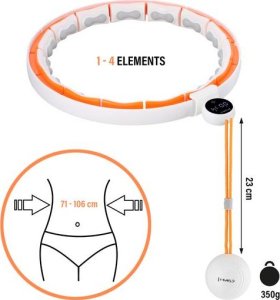 HMS HHM21 HULA HOP WHITE/ORANGE Z MAGNESAMI, WYPUSTKAMI TPE I OBCIĄŻNIKIEM + LICZNIK HMS 16