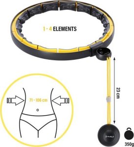 HMS HHM21 HULA HOP BLACK/YELLOW Z MAGNESAMI, WYPUSTKAMI TPE I OBCIĄŻNIKIEM + LICZNIK HMS 16