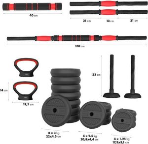 HMS SGN140 (2 CZĘŚCI) PRO SET 6W1 ZESTAW CIĘŻARÓW 40KG HMS 5