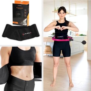 HMS ZESTAW HULA HOP MAGNETYCZNY BLACK/PINK HHM16 Z LICZNIKIEM HMS + PAS WYSZCZUPLAJĄCY BR163 BLACK 2