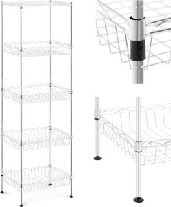 Royal Catering Regał druciany metalowy do magazynu garderoby 5 koszy 45 x 35 x 152 cm do 100 kg Regał druciany metalowy do magazynu garderoby 5 koszy 45 x 35 x 152 cm do 100 kg 1