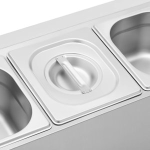 Royal Catering Ekspozytor stojak na pojemniki gastronomiczne 4 x GN 1/6 7.6 l + pojemniki z pokrywkami Ekspozytor stojak na pojemniki gastronomiczne 4 x GN 1/6 7.6 l + pojemniki z pokrywkami 5