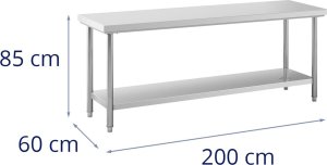 Royal Catering Stół roboczy gastronomiczny centralny z półką STAL 200 x 60 cm Stół roboczy gastronomiczny centralny z półką STAL 200 x 60 cm 7