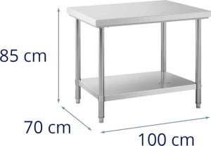 Royal Catering Stół blat roboczy centralny stalowy z półką 100 x 70 cm Stół blat roboczy centralny stalowy z półką 100 x 70 cm 7