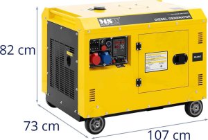 MSW Agregat generator prądotwórczy diesel na kółkach 240/400 V 8500 W 10 kVA 30 l Agregat generator prądotwórczy diesel na kółkach 240/400 V 8500 W 10 kVA 30 l 9