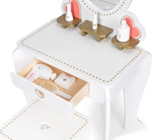 Ecotoys Toaletka dziecięca drewniana duża z lustrem dla dziewczynki ECOTOYS 4