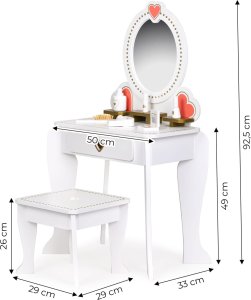 Ecotoys Toaletka dziecięca drewniana duża z lustrem dla dziewczynki ECOTOYS 6