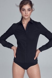 Nife Elegancka czarna koszula body - K54 (kolor czarny, rozmiar 42) 1
