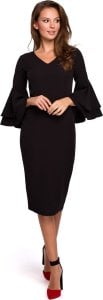 Makover K002 Sukienka z falbanami przy rękawach - czarna (kolor czarny, rozmiar S) 1