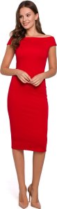 Makover K001 Sukienka dzianinowa - czerwona (kolor czerwony, rozmiar XL) 1
