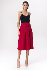 Nife Rozkloszowana czerwona spódnica midi  - SP50 (kolor czerwony, rozmiar 40) 1