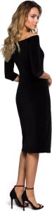 MOE M559 Welurowa Sukienka Z Dekoltem I Rozcięciem Na Nogę - czarna (kolor czarny, rozmiar M) 2
