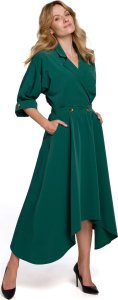 Makover K086 Sukienka z asymetrycznym dołem - zielona (kolor zielony, rozmiar S) 1