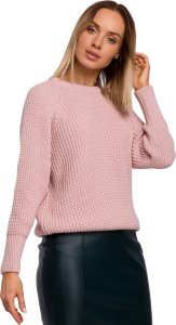 MOE M537 Sweter prążek pod szyję - różowy (kolor róż, rozmiar L/XL) 1