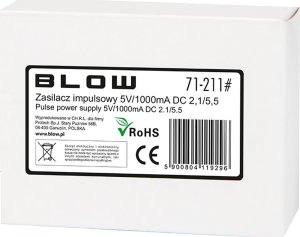 Zasilacz Blow 71-211# Zasilacz impulsowy 5v/1000ma 2,1/5,5 2