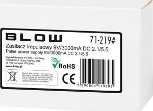 Zasilacz Blow 71-219# Zasilacz impulsowy 9v/3000ma 2,1/5,5 2