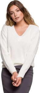 BE Knit BK075 Sweter z dekoltem w serek - ecru (kolor ecru, rozmiar L/XL) 1