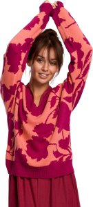 BE Knit BK056 Sweter w kwiaty - model 4 (kolor model4, rozmiar S/M) 1