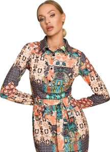 MOE M706 Sukienka ołówkowa z  kołnierzykiem - model 3 (kolor jak na zdjęciu, rozmiar M) 4