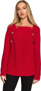 MOE M712 Sweter z ozdobnymi guzikami - malinowy (kolor róż, rozmiar L/XL) 1