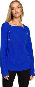 MOE M712 Sweter z ozdobnymi guzikami - szafirowy (kolor szafir, rozmiar S/M) 1