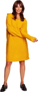 BE Knit BK089 Sweter sukienka z kapturem - miodowy (kolor miodowy, rozmiar S/M) 1