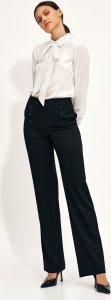 Nife Czarne spodnie wide leg z wysokim stanem - SD71 (kolor czarny, rozmiar 38) 1