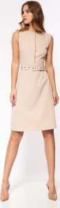 Nife Beżowa elegancka sukienka bez rękawów - S200 (kolor beż, rozmiar 44) 1