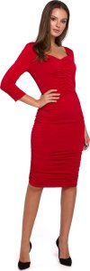 Makover K006 Sukienka z marszczeniami - czerwona (kolor czerwony, rozmiar XXL) 1