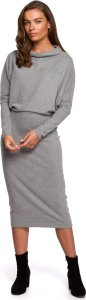Stylove S245 Sukienka z drapowanym dekoltem - szara (kolor Grey, rozmiar 2XL/3XL) 1