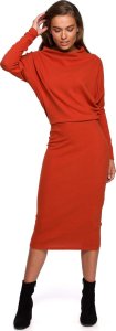 Stylove S245 Sukienka z drapowanym dekoltem - ruda (kolor brąz, rozmiar 2XL/3XL) 1
