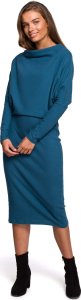 Stylove S245 Sukienka z drapowanym dekoltem - morska (kolor oceanblue, rozmiar 2XL/3XL) 1