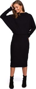 Stylove S245 Sukienka z drapowanym dekoltem - czarna (kolor black, rozmiar 2XL/3XL) 1