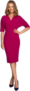 Stylove S313 Sukienka z kopertowym dekoltem - śliwkowa (kolor plum, rozmiar XXL) 1