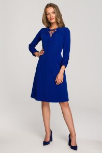 Stylove S325 Sukienka z wiązaniem w dekolcie - chabrowa (kolor royalblue, rozmiar XL) 1