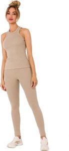 MOE M735 Top bokserka z dzianiny prążkowanej - beżowy (kolor beż, rozmiar S) 3