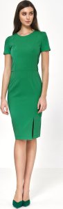 Nife Zielona wizytowa sukienka z krótkim rękawem - S219 (kolor zielony, rozmiar 44) 1