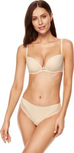 Gorteks Zara biustonosz push-up plunge beżowy (kolor beżowy, rozmiar 75A) 1