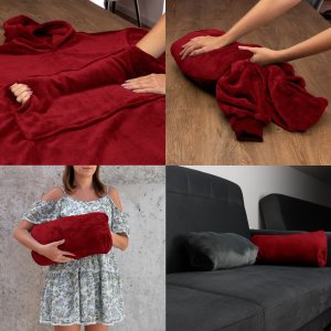 Froster Bluzair Koco Bluza Oversize z Kapturem Bordowa 4w1 6