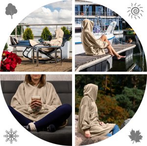 Froster Bluzair Koco Bluza Oversize Kapturem Beżowa 4w1 4