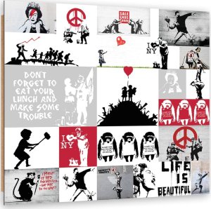 Feeby Obraz Deco Panel, Banksy street art graffiti kolaż (Rozmiar 30x30) 1