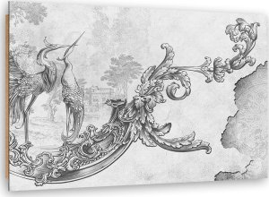 Feeby Obraz Deco Panel, Dzikie ptaki i liście na orientalnym fresku (Rozmiar 120x80) 1