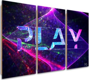 Feeby Obraz trzyczęściowy Deco Panel, Napis play abstrakcja (Rozmiar 120x80) 1
