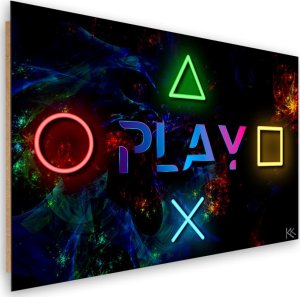 Feeby Obraz Deco Panel, Napis play i przyciski do kontrolera (Rozmiar 60x40) 1